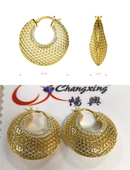 Boucles d'oreilles cr&eacute;oles &agrave; grille faites avec pr&eacute;cision | De la conception client au produit final