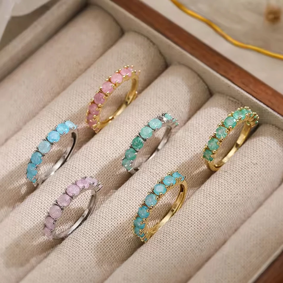 Bijoux personnalis&eacute;s OEM Bague de mode faite &agrave; la main Bijoux Couleur bonbon Ronde Zircone cubique D