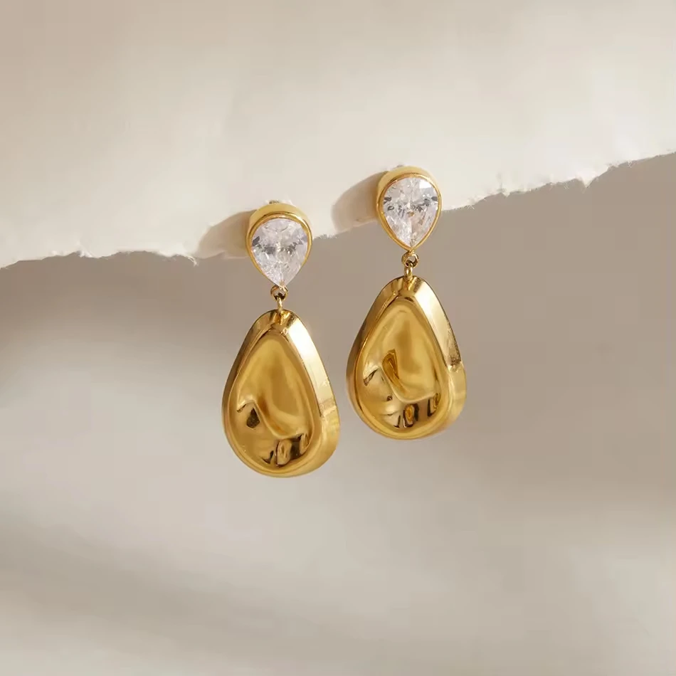 Bijoux personnalis&eacute;s OEM avec pendentif en forme de goutte d'eau en zircone, boucles d'oreilles uniq
