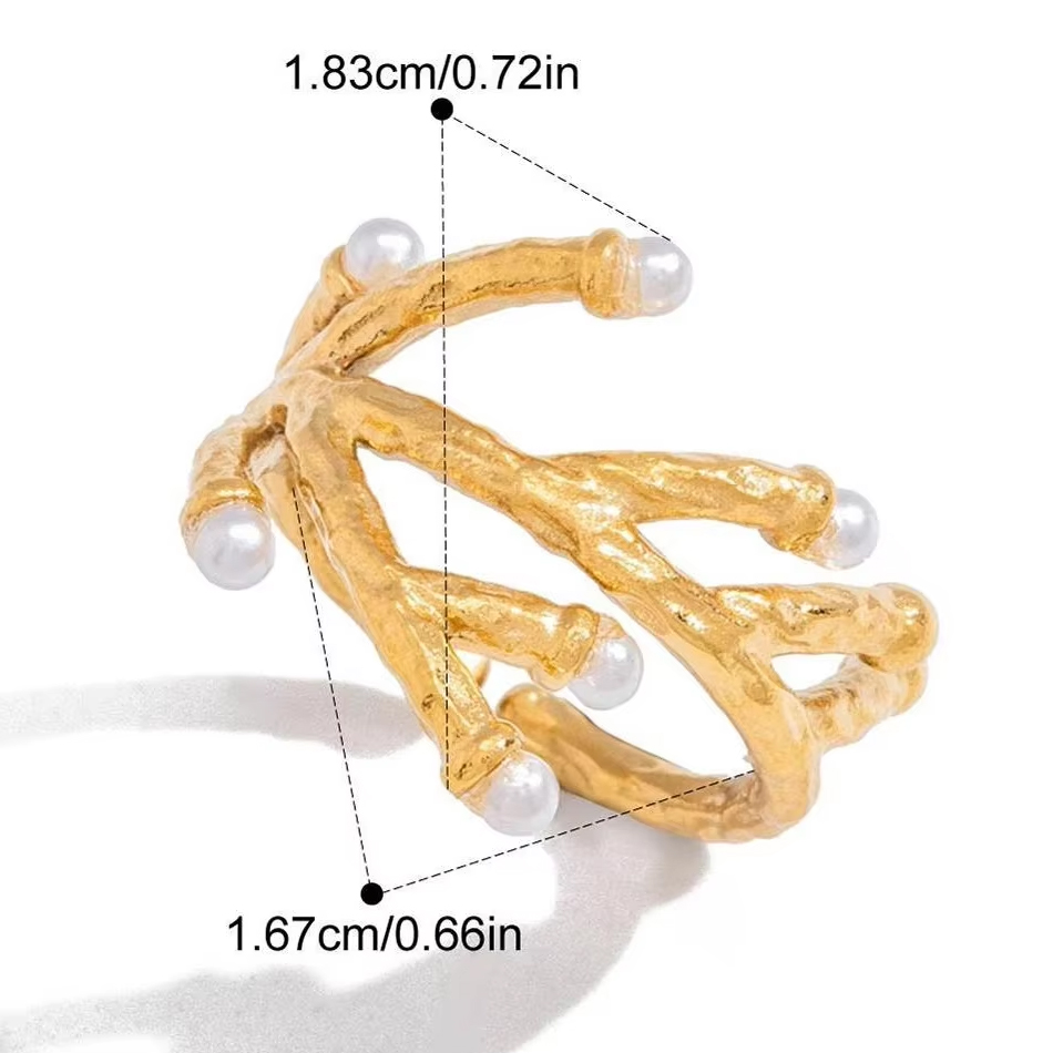 Bijoux personnalisés OEM, bague irrégulière en acier inoxydable, étanche, bijoux de haute qualité, plaqué or 18 carats, bague géométrique pour dames