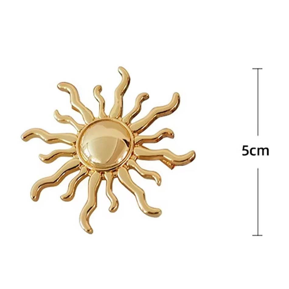 Broche de vêtements en acier inoxydable de forme solaire, broche étanche en or 18K pour femmes, accessoires de vêtements, offre spéciale