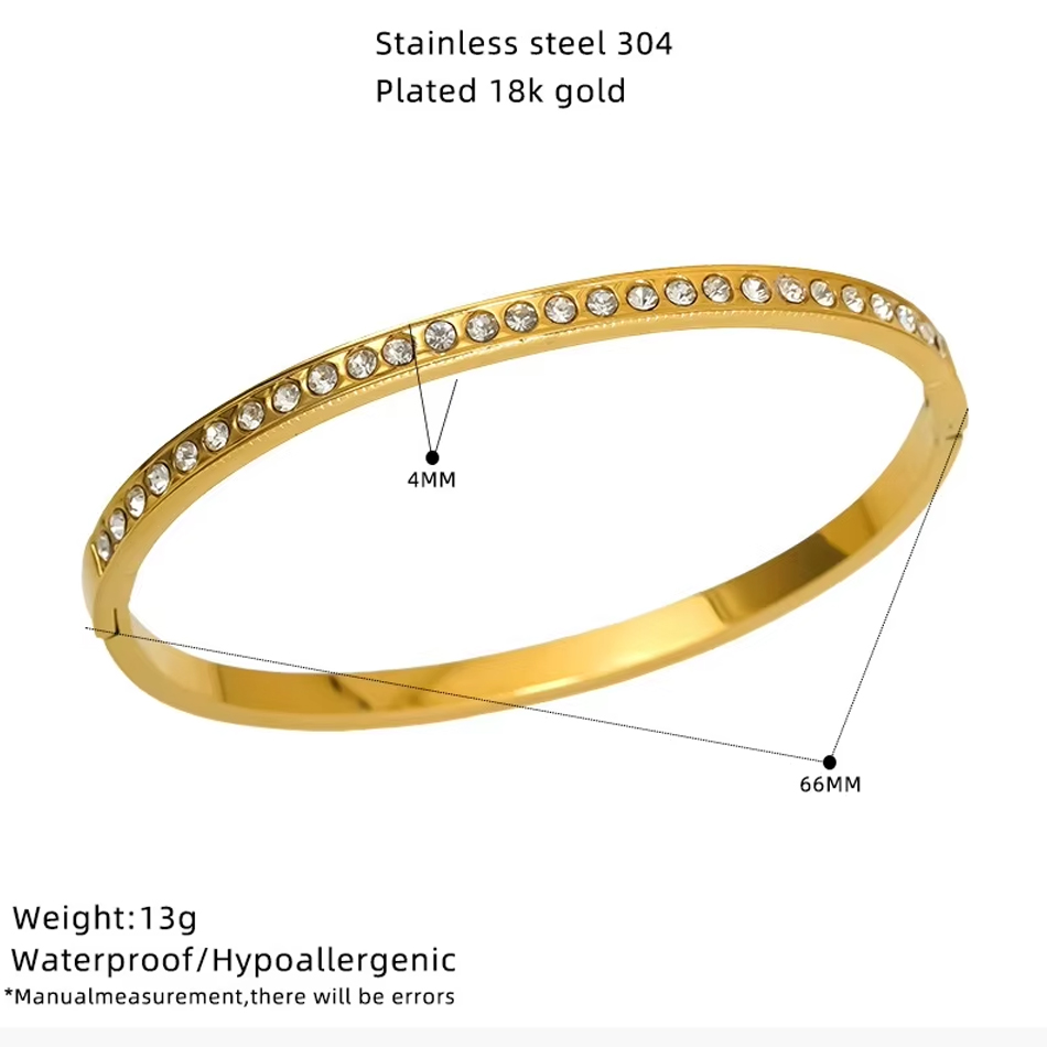 Bijoux personnalisés OEM en acier inoxydable plaqué or en forme de cœur, Zircon scintillant, bijoux à la mode, Bracelet