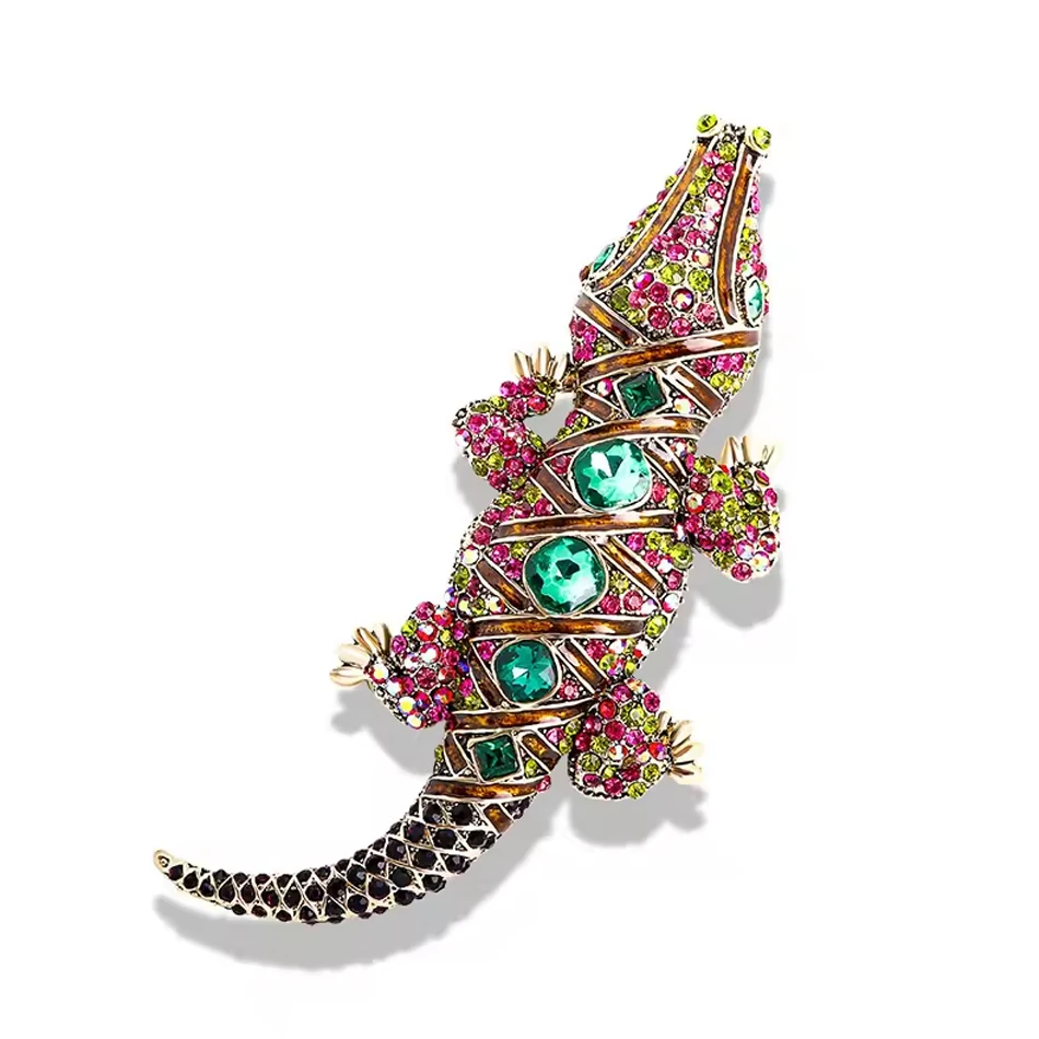 Broche en alliage de crocodile avec strass pour hommes et femmes, accessoires de v&ecirc;tements{2}