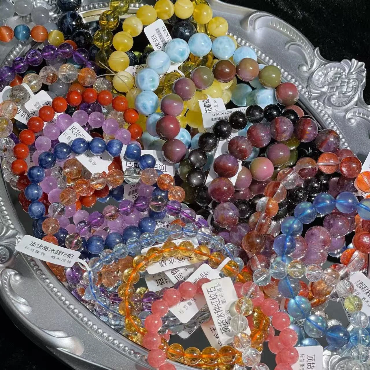 Bijoux personnalis&eacute;s &agrave; partir de la conception Bracelets de perles de lapis-lazuill en cristal natur