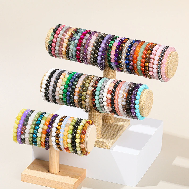 Bijoux personnalis&eacute;s OEM en gros de perles rondes en pierres pr&eacute;cieuses naturelles enroul&eacute;es, bracel