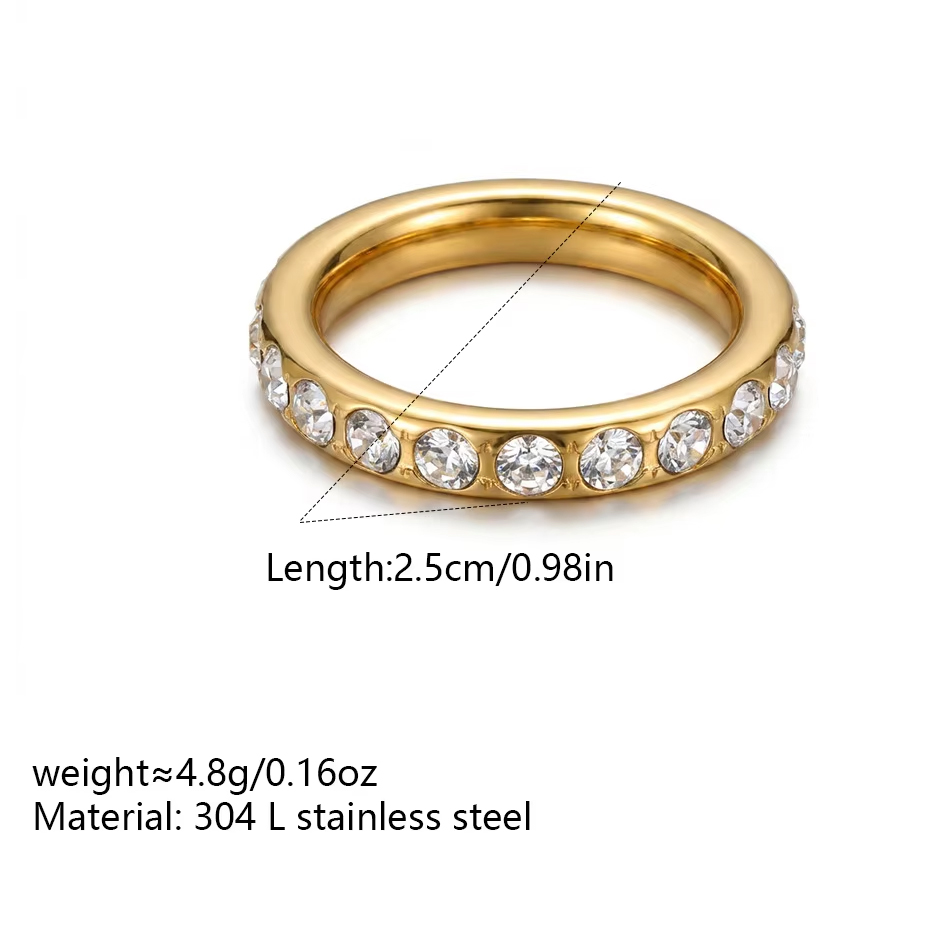 Bijoux personnalisés OEM minimaliste délicat en acier inoxydable, bague plaquée or 18 carats, bagues imperméables et brillantes en Zircon cubique pour femmes