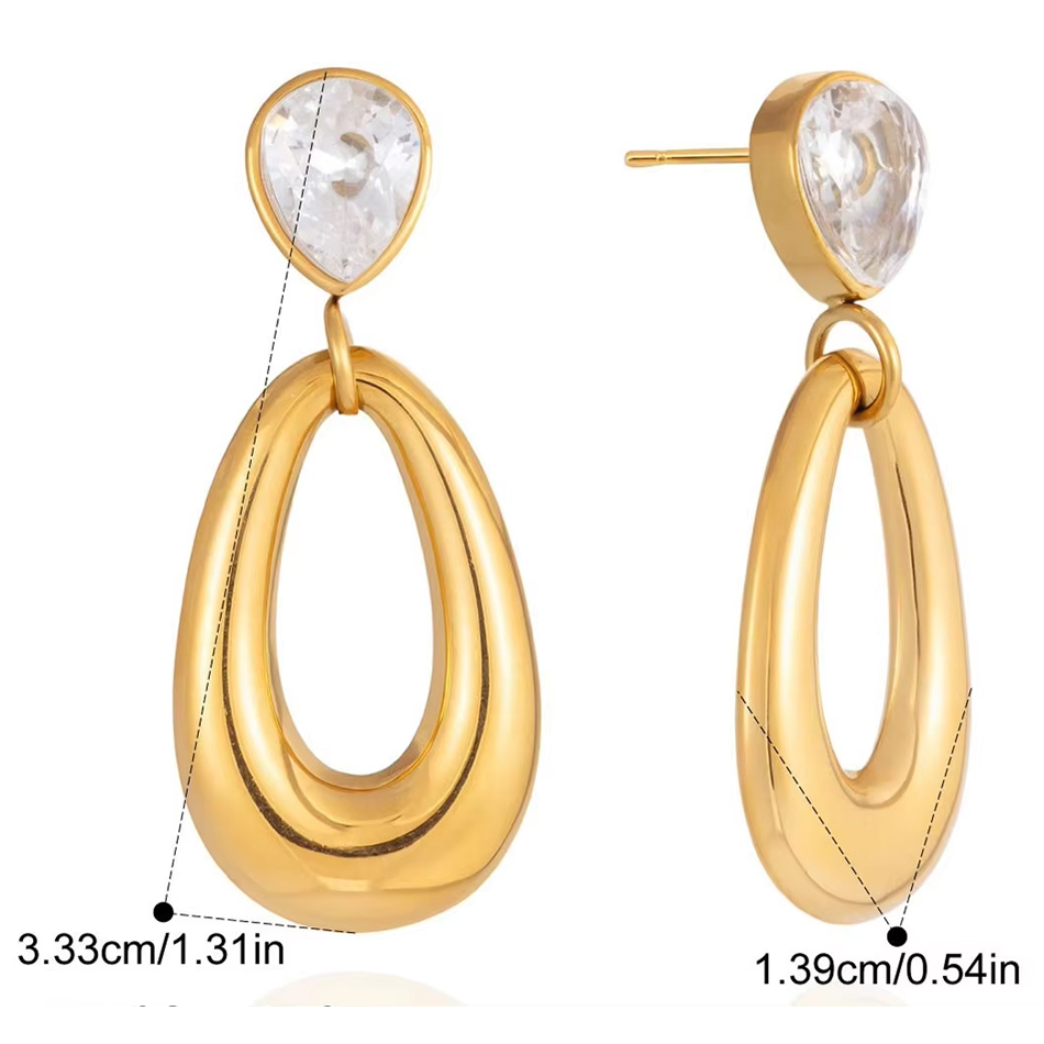 Boucles d'oreilles en acier inoxydable et Zircon, bijoux personnalisés OEM, légers, de luxe, haut de gamme, boucles d'oreilles d'automne et d'hiver, bijoux à la mode