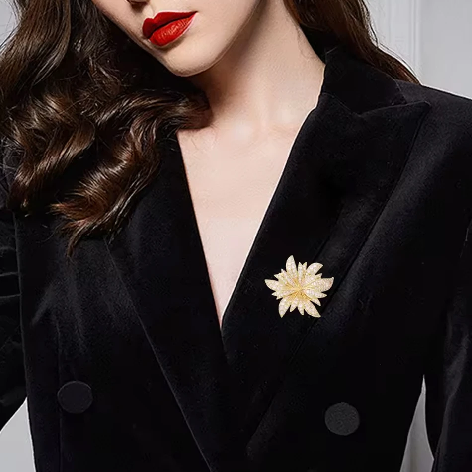 gros femmes fleur grandes broches dame strass corsage broche fille bijoux tendance meilleur cadeau P