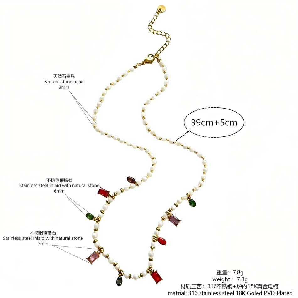 Collier de perles de Dopamine colorées en Zircon, bijoux personnalisés OEM, chaîne de clavicule en acier inoxydable, sensation haut de gamme pour femmes